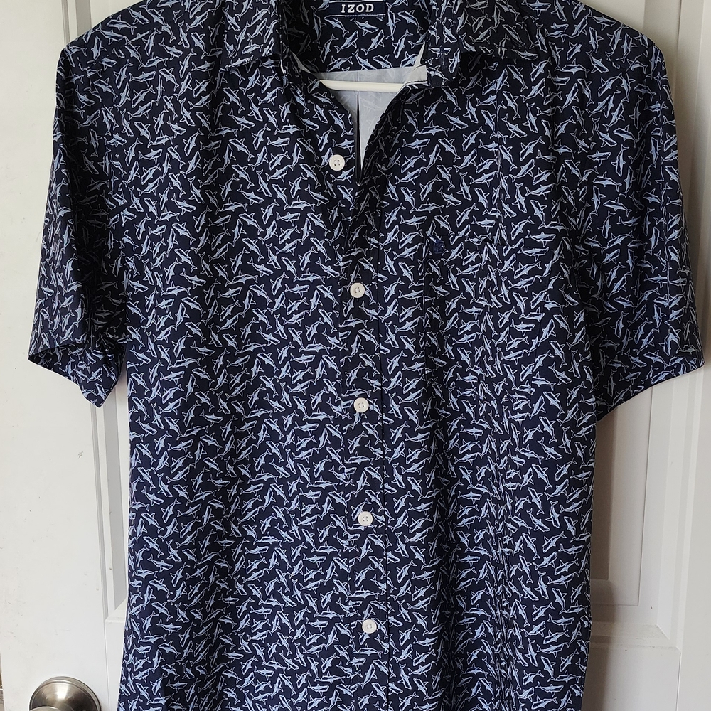 Izod Navy Blue Patterned Men's Shirt